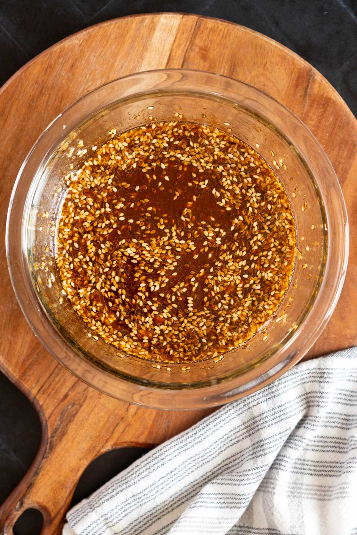 Sesame seeds and other ingredients in a bowl.